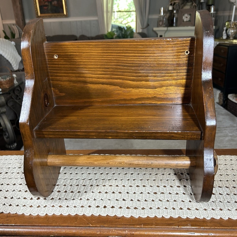 Vtg Wooden Paper Towel Holder & Spice Rack Wall Shelf Rustic Farmhouse Decor